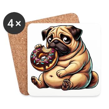 Mignon Carlin Chien Dessin Animé Beignet De Sucre Dessert - Dessous de verre (lot de 4) - blanc - Devant
