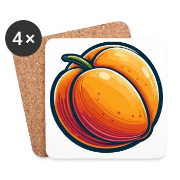 Colorful and Dynamic Illustrated Apricot - Coasters (set of 4) - white - Front