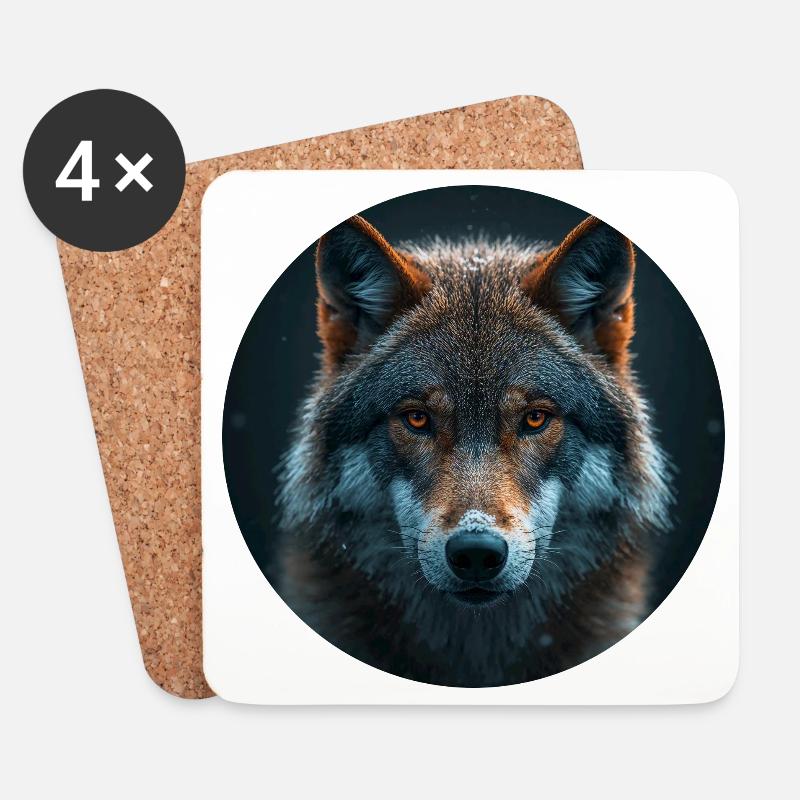 Wildak Wolf Motiv Design - Untersetzer (4er-Set) - Weiß
