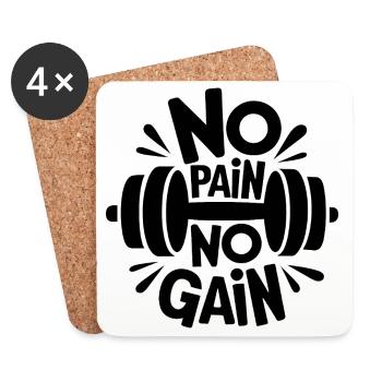 Pas de douleur Pas de gain Citation de gymnase motivante - Dessous de verre (lot de 4) - blanc - Devant
