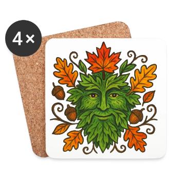 Herbstblatt-Naturgeist-Design - Untersetzer (4er-Set) - Weiß - Vorne