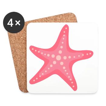 Pastel Pink Starfish – Sleek Marine Pattern - Coasters (set of 4) - white - Front