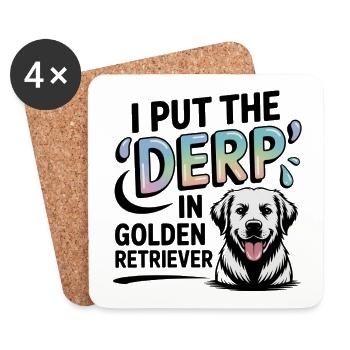 Golden Retriever Humour Derp Citation - Dessous de verre (lot de 4) - blanc - Devant