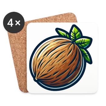 Noix tropicale dessinée - Dessous de verre (lot de 4) - blanc - Devant