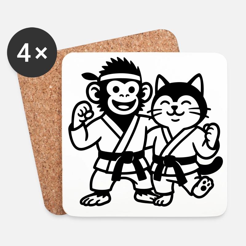 Karate Freunde - Untersetzer (4er-Set) - Weiß