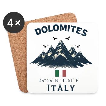 Montagnes Dolomites avec drapeau italien - Dessous de verre (lot de 4) - blanc - Devant