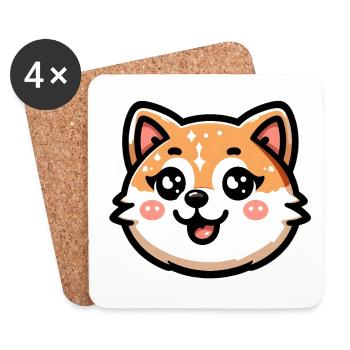 Charmantes Shiba Inu Katzendesign - Untersetzer (4er-Set) - Weiß - Vorne