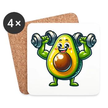 Fitness-Enthusiast mit Avocado-Motiv - Untersetzer (4er-Set) - Weiß - Vorne