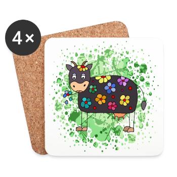 Colorful Fudge with a Floral Motif - Coasters (set of 4) - white - Front