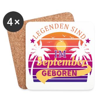 Les légendes naissent en septembre-anniversaire - Dessous de verre (lot de 4) - blanc - Devant