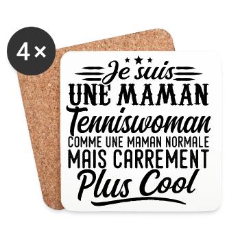 Maman Tennisfrau: normal, aber knallharter - Untersetzer (4er-Set) - Weiß - Vorne