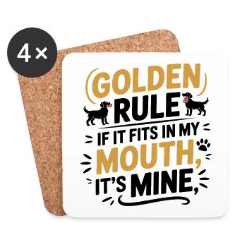 Golden Retriever Mundregel Humor - Untersetzer (4er-Set) - Weiß - Vorne