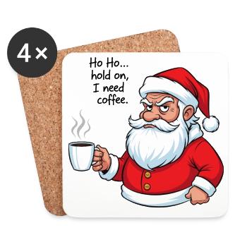 Ho Ho... Ich brauche Kaffee - Untersetzer (4er-Set) - Weiß - Vorne