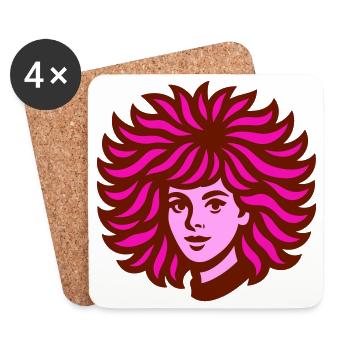 Grand Cheveux rose - Dessous de verre (lot de 4) - blanc - Devant