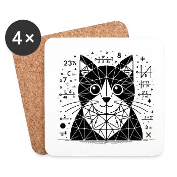 Chat des mathématiciens et des astronomes - Dessous de verre (lot de 4) - blanc - Devant