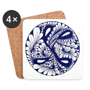 A design that connects – hand-painted by Martina - Coasters (set of 4) - white - Front