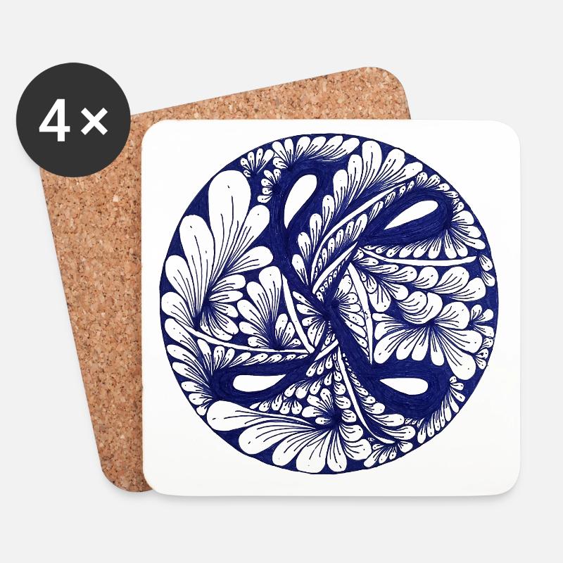 A design that connects – hand-painted by Martina - Coasters (set of 4) - white