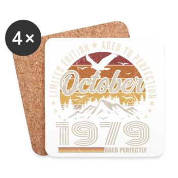 Octobre 1979 Cadeau Anniversaire - Octobre 1979 - Dessous de verre (lot de 4) - blanc - Devant
