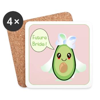 CUTE WEDDING AVOCADO FUTURE BRIDE - Coasters (set of 4) - white - Front