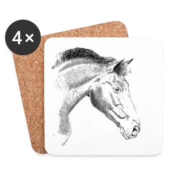 Cheval - Dessous de verre (lot de 4) - blanc - Devant