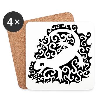 Salamandre Tribal - Dessous de verre (lot de 4) - blanc - Devant