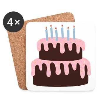 Festliche Torte mit rosa Zuckerguss - Untersetzer (4er-Set) - Weiß - Vorne