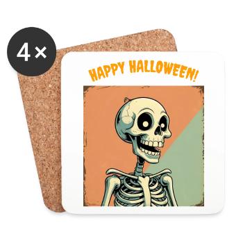 Humorous Halloween Skeleton Print - Coasters (set of 4) - white - Front