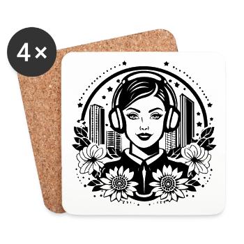 Sous-culture, Style – Femme, Écouteurs, Lieu de rencontre - Dessous de verre (lot de 4) - blanc - Devant