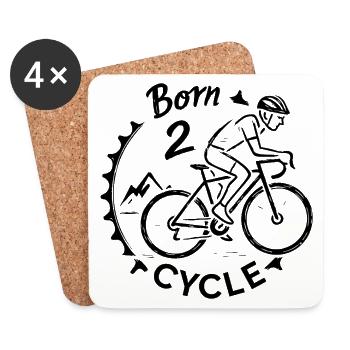Born 2 Ride Fahrrad Rennrad MTB  - Untersetzer (4er-Set) - Weiß - Vorne