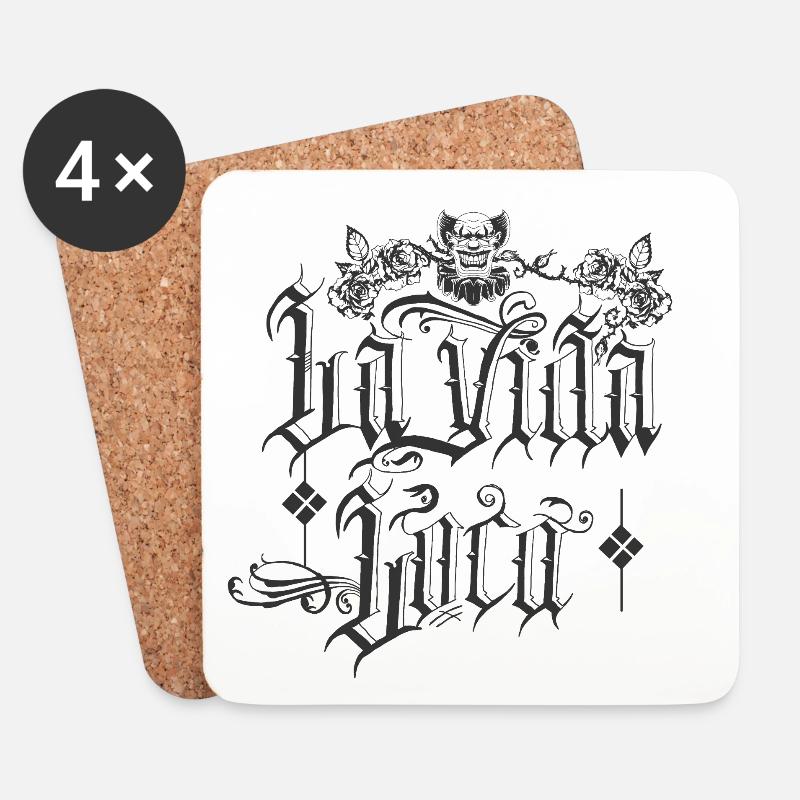 Retro Gothic Text mit Clownmotiv - Untersetzer (4er-Set) - Weiß