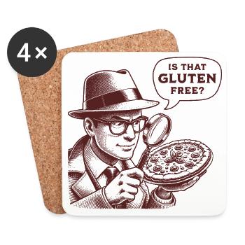 Est-ce sans gluten ? Détective drôle - Dessous de verre (lot de 4) - blanc - Devant