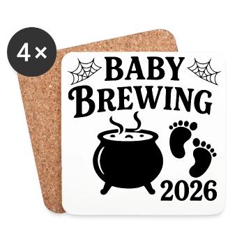 Brassage de bébé 2026 - Dessous de verre (lot de 4) - blanc - Devant