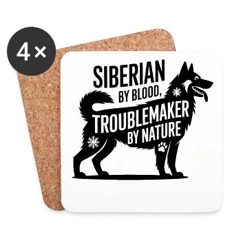 Husky de Sibérie, chien drôle et fauteur de troubles - Dessous de verre (lot de 4) - blanc - Devant