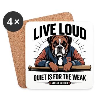 Live Loud Bulldog Street Edition - Coasters (set of 4) - white - Front