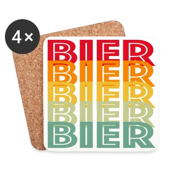 Design de bière rétro - Amateurs de bière - Dessous de verre (lot de 4) - blanc - Devant