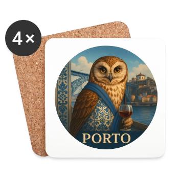 Eule Porto – Stadt-Design Portugal - Untersetzer (4er-Set) - Weiß - Vorne