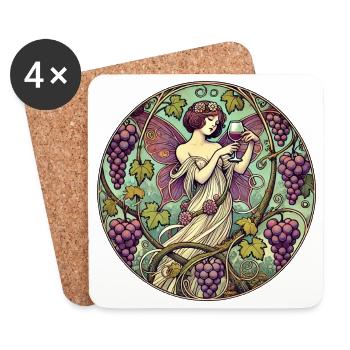 Verzaubertes Feen-Traubengarten-Design - Untersetzer (4er-Set) - Weiß - Vorne