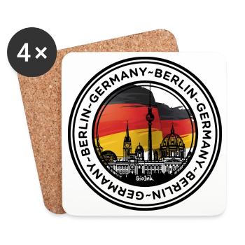 Horizon de Berlin aux couleurs du drapeau allemand - Dessous de verre (lot de 4) - blanc - Devant