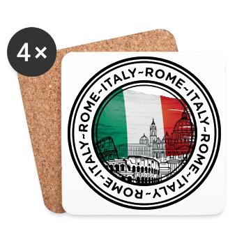 Silhouette de point de repère de l’Italie avec des couleurs de drapeau - Dessous de verre (lot de 4) - blanc - Devant