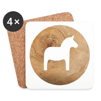 Cercle en bois Dala Cheval Nature Noël Chevaux Rond - Dessous de verre (lot de 4) - blanc - Devant