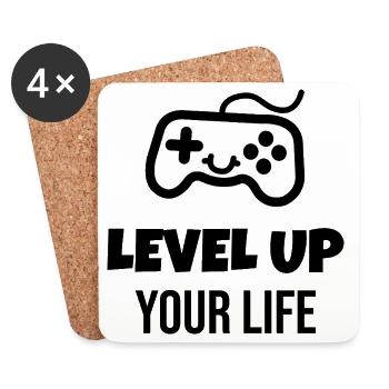 Minimalistische Gaming-Illustration - Untersetzer (4er-Set) - Weiß - Vorne