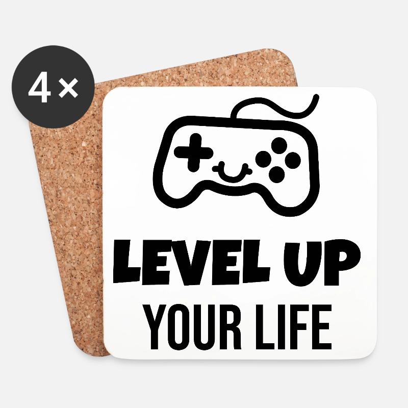 Minimalistische Gaming-Illustration - Untersetzer (4er-Set) - Weiß