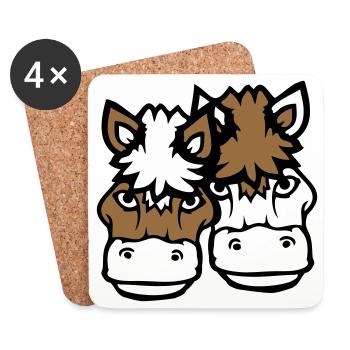 2 Horses Man Woman Lovers Friends Love Team - Coasters (set of 4) - white - Front