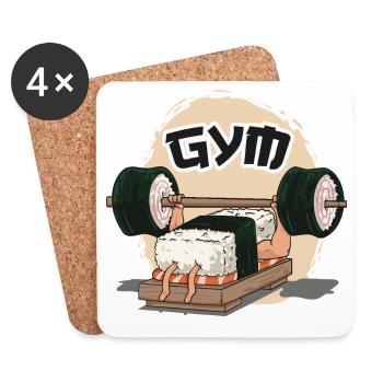 Sushi Humour dans la salle de sport - Dessous de verre (lot de 4) - blanc - Devant