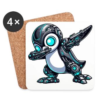 Cool Cartoon Penguin Robot Astronaut Mech Dab - Coasters (set of 4) - white - Front