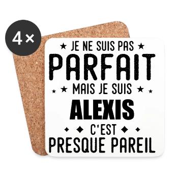 Alexis : authentique, imparfait, top, perfection  - Dessous de verre (lot de 4) - blanc - Devant