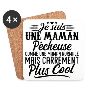 Fisherman Mom: normal, but more badass - Coasters (set of 4) - white - Front