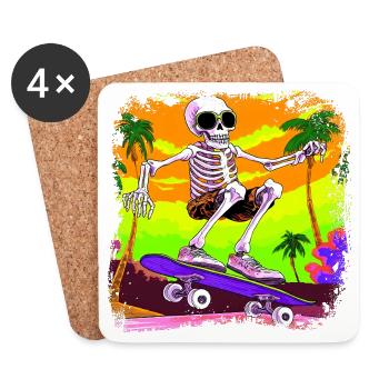 Skeleton Skateboarder - Coasters (set of 4) - white - Front