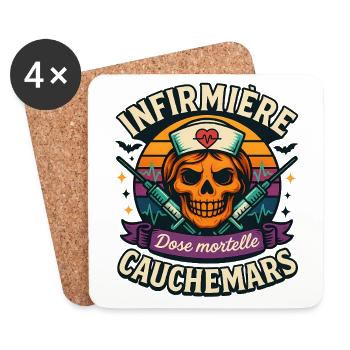 Nurse Halloween Deadly Dose Nightmares - Coasters (set of 4) - white - Front