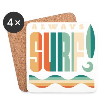 Toujours surfer rétro plage citation - Dessous de verre (lot de 4) - blanc - Devant